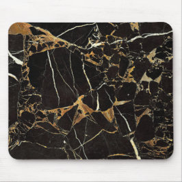 Elegante Mouse Pad de Mármore Preto e Dourado