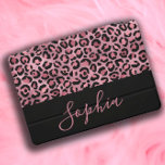 Elegante Na moda cor-de-rosa preto Leopard Nome im<br><div class="desc">Cobrir Elegante e na moda cor-de-rosa e preto do iPad Pro impresso no leopardo personalizado com seu nome em uma fonte moderna.</div>