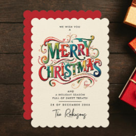 Elegante Natal Colorido Tipografia Aquarela