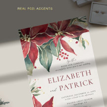 Elegante Natal de Poinsettia Inverno Dourado Casam