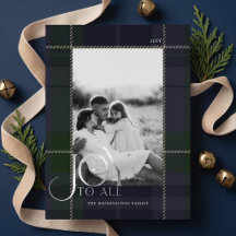 Elegante Natal em Xadrez Verde-Navy para Foto de F