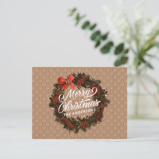 Elegante Natal Personalizado | Cartão Postal (Em pé/Frente)
