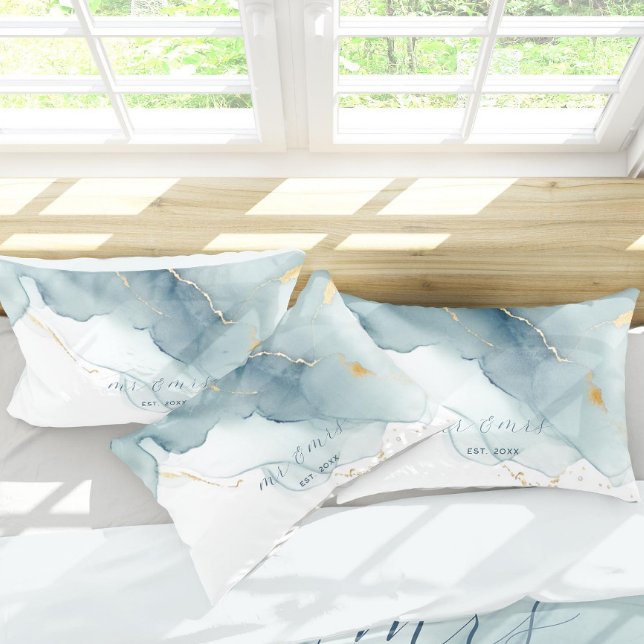 Elegante Náutica Beach Dusty Blue Sr. Wedding (nautical dusty blue gold beach waves wedding anniversary gift duvet cover newly weds elegant modern)