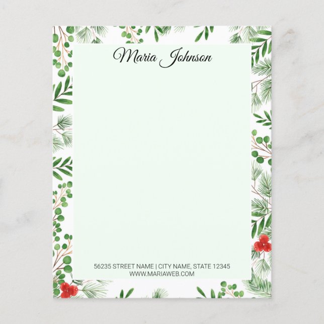 elegante negócio de Natal verde Stationery (Frente)