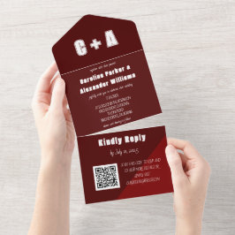 Elegante Negrito de Código QR Moderno Burgundy