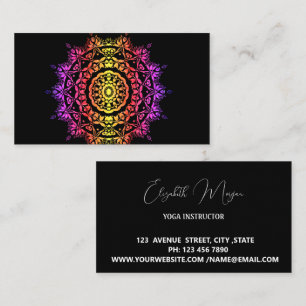 Elegante negro ombre mandala yoga cartão de visita