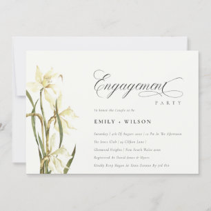 Elegante Noivado Rustic White Daffodil Convite