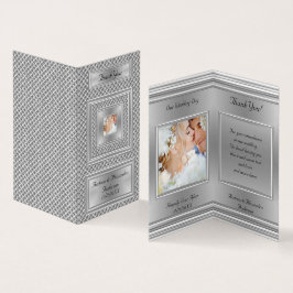 Elegante Obrigado Casamento Foto Cinza Prata