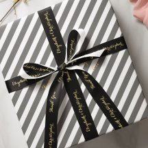 Elegante Obrigado Dourado Favor de Casamento Preto
