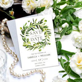 Elegante Olive Boho Salvar Cartão de Casamento de