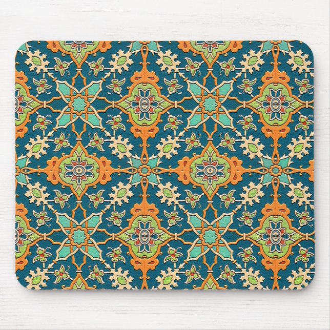 Elegante Orange e Teal Mousepad (Frente)