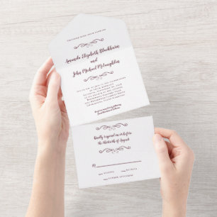 Elegante Orçamento Formal Burgundy Branco Casament