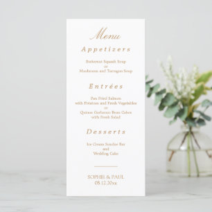 Elegante Ouro Branco Beige Wedding Menu