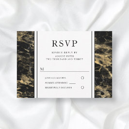 Elegante Ouro e Mármore Preto Casamento RSVP