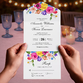 Elegante Ousado Colorido Floral Aquarela