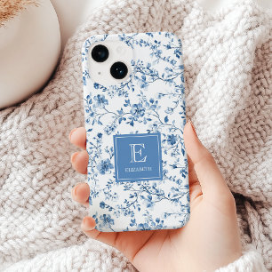 Elegante Padrão de Toile Azul Francês com Monogram
