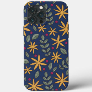 Elegante Padrão Floral Amarelo sobre Azul