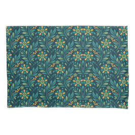 Elegante padrão floral em amarelo e azul-turquesa