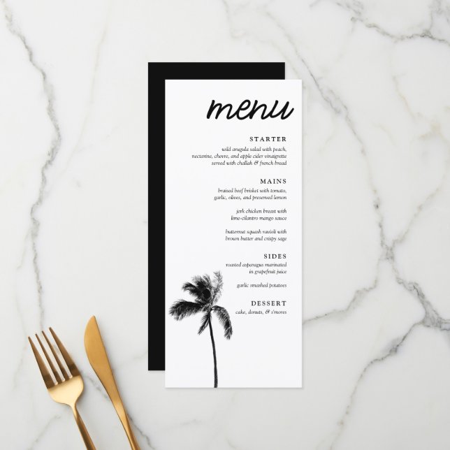 Elegante Palm Tree Bat Mitzvah Janto Menu (Frente/Verso In Situ)