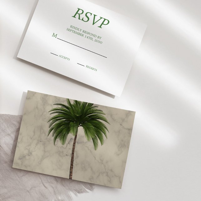 Elegante Palm Tree Chic Wedding RSVP (Criador carregado)