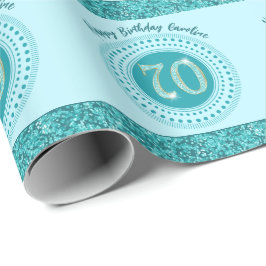 Elegante Papel de Presente de 70º Aniversário Azul