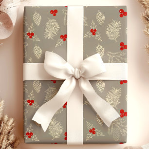 Elegante Papel de Presente de Natal Vintage com Pi
