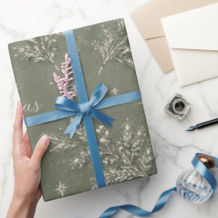 Elegante Papel de Presente Verde Salvia Pinheiro N