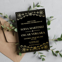 Elegante Papel Picado Negro e Dourado