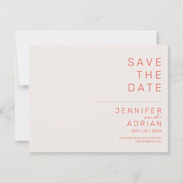 Elegante Passado Minimal Horizontal Save The Date (Frente)