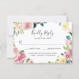 Elegante Pastel Blush Garden Floral Weding RSVP