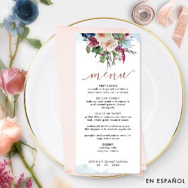 Elegante Pastel Floral Quinceañera Menu