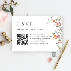 Elegante Pastel Pink Boho Wild Flowers RSVP
