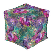 Elegante Pavão Floral Roxo Turquesa