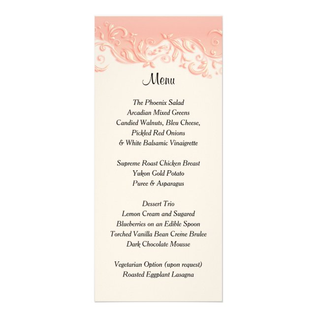 Elegante Peach Floral Swirl - Menu (Frente)