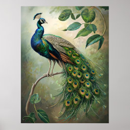 Elegante Peacock Botanical Wall Art Impressão