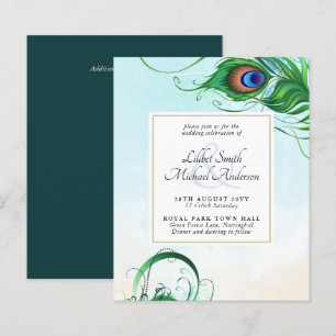 Elegante PEACOCK Convite de casamento DE PENA