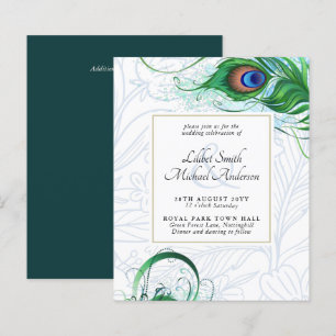 Elegante PEACOCK Convite de casamento DE PENA