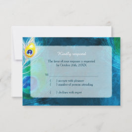 Elegante Penas de Peacock Blue Wedding RSVP