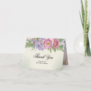 Elegante Peônia Hortênsia Casamento Agradecimento