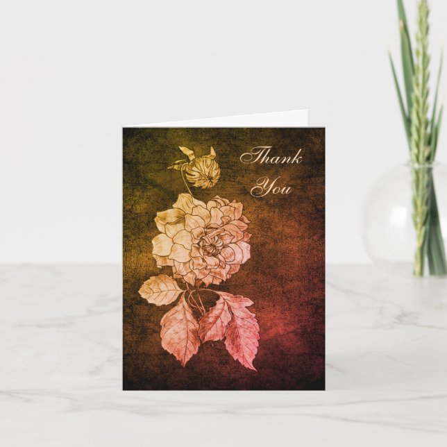 Elegante Peony Floral Art Cartões de agradecimento (Frente)