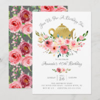 Elegante Peony Floral Birthday Tea Convite