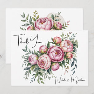 Elegante Peony Floral Weding Obrigado Cartões