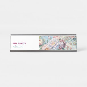 Elegante Placa de Nome de Mesa de Flor de Peônia R