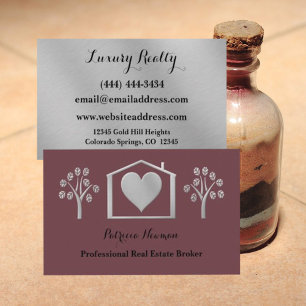 Elegante Plum Pro Real Estate Broker Cartão de vis