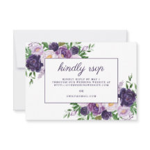 Elegante Plum Purple Floral Wedding Website RSVP