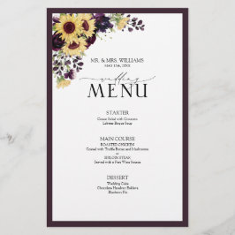 Elegante Plum Purple Sunflower Menu