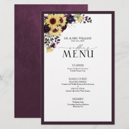 Elegante Plum Purple Sunflower Menu