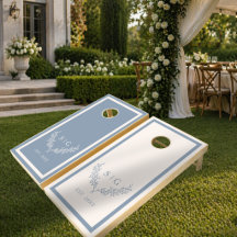 Elegante Pó Azul Marfim Monograma Personalizado Ca