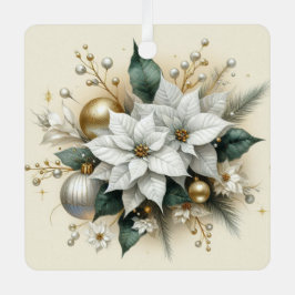 Elegante Poinsettia Branca de Natal com Dourado