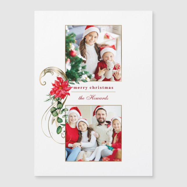 Elegante Poinsettias e Percorrências Douradas 2-Fo (Frente)